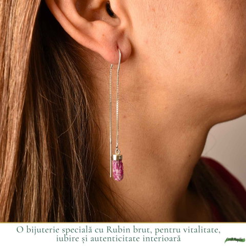 Cercei Lungi Argint 925 cu Rubin Brut Natural – Pasiune si Feminitate Autentica [1]