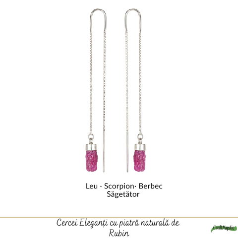 Cercei Lungi Argint 925 cu Rubin Brut Natural – Pasiune si Feminitate Autentica [4]