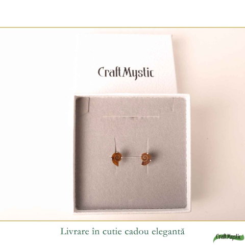 Cercei Argint 925 cu Amonit Natural în Forma de Melc – Echilibru si Evolutie [5]