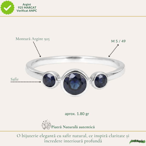 Inel Argint 925 cu Safir Fatetat Rotund – Claritate si Eleganta Feminina [3]
