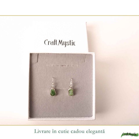 Cercei Argint 925 cu Smarald Brut Natural – Eleganta si Energie a Inimii [5]
