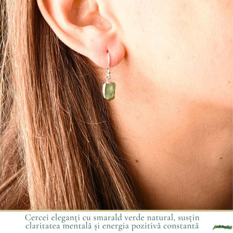 Cercei Argint 925 cu Smarald Brut Natural – Eleganta si Energie a Inimii [1]