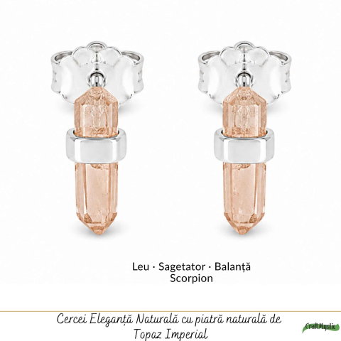 Cercei Argint 925 cu Topaz Imperial Brut – Delicatete Luminoasa si Eleganta Naturala [4]