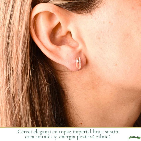 Cercei Argint 925 cu Topaz Imperial Brut – Delicatete Luminoasa si Eleganta Naturala [1]