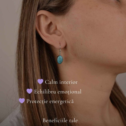 Cercei argint 925 cu turcoaz oval – echilibru si energie pozitiva [2]