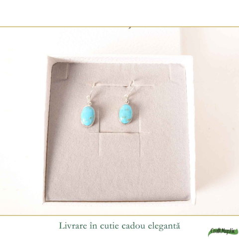 Cercei argint 925 cu turcoaz oval – echilibru si energie pozitiva [5]