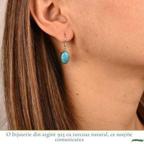 Cercei argint 925 cu turcoaz oval – echilibru si energie pozitiva [1]