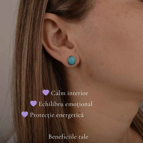 Cercei argint 925 cu turcoaz oval – calm si echilibru emotional [2]