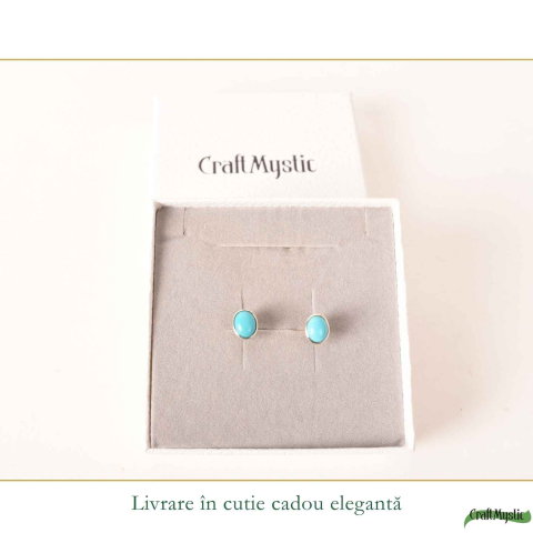 Cercei argint 925 cu turcoaz oval – calm si echilibru emotional [5]