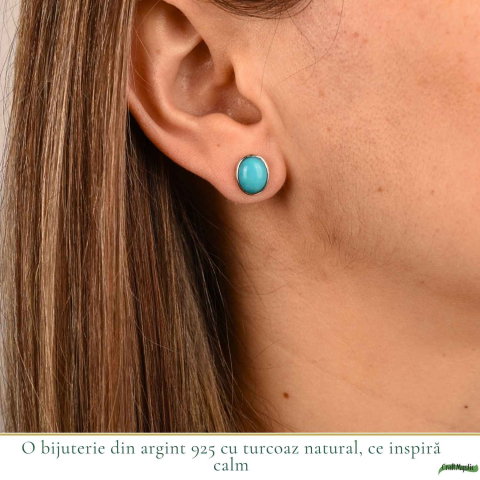 Cercei argint 925 cu turcoaz oval – calm si echilibru emotional [1]