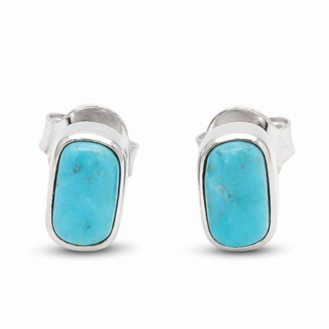 Cristale pe beneficii - Cercei argint 925 cu turcoaz dreptunghiular – calm si protectie