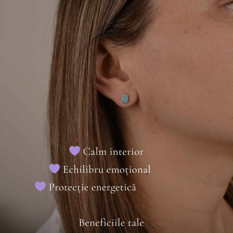 Cercei argint 925 cu turcoaz dreptunghiular – calm si protectie [2]