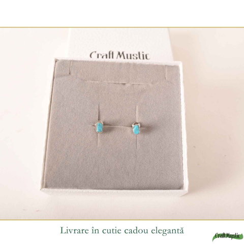 Cercei argint 925 cu turcoaz dreptunghiular – calm si protectie [5]