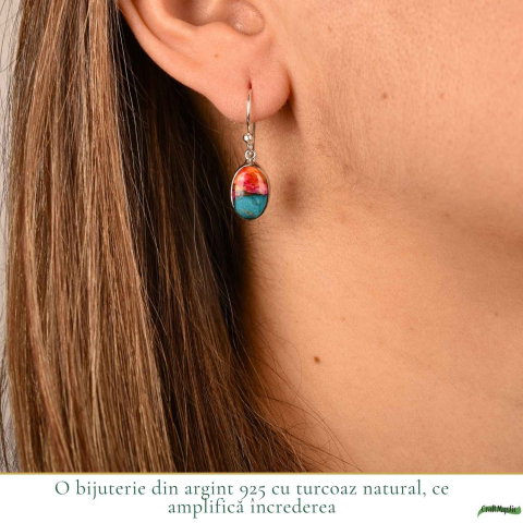 Cercei argint 925 cu turcoaz Spinny Oyster oval – echilibru si energie pozitiva [1]