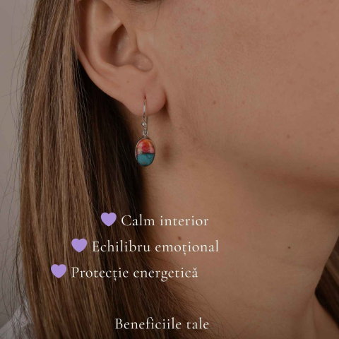 Cercei argint 925 cu turcoaz Spinny Oyster oval – echilibru si energie pozitiva [2]