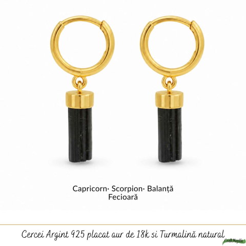 Cercei Argint 925 cu Turmalina Neagra Bruta – Protectie si Stabilitate Naturala [4]