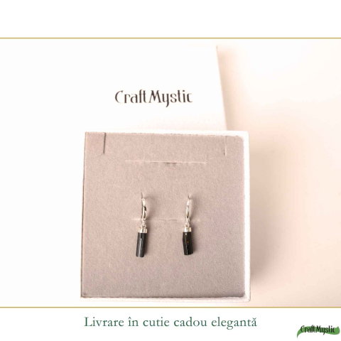 Cercei Argint 925 cu Turmalina Neagra Bruta – Protectie si Echilibru Interior [5]