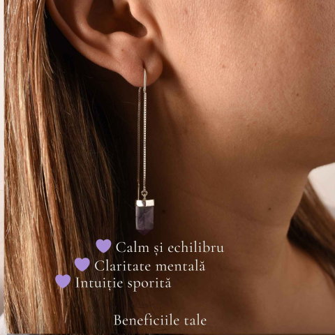 Cercei Argint 925 Varf cu Ametist Natural – Eleganta, Claritate si Energie Pozitiva [2]