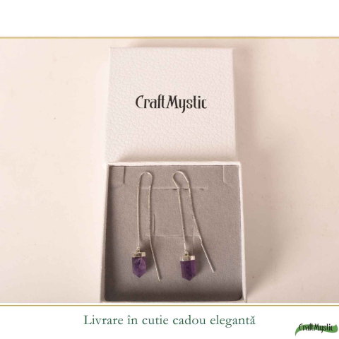 Cercei Argint 925 Varf cu Ametist Natural – Eleganta, Claritate si Energie Pozitiva [5]