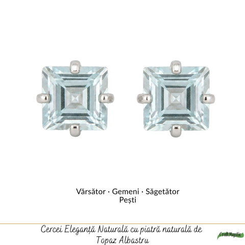 Cercei argint 925 pătrați cu topaz albastru – claritate si echilibru interior [4]