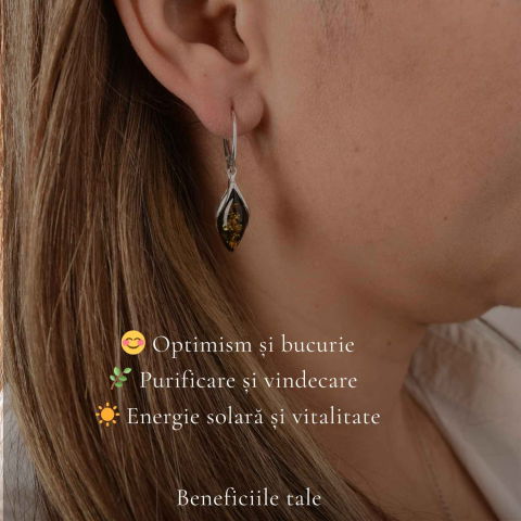 Cercei Argint 925 Oval cu Chihlimbar Verde – Eleganta Naturala si Energie Pozitiva [2]