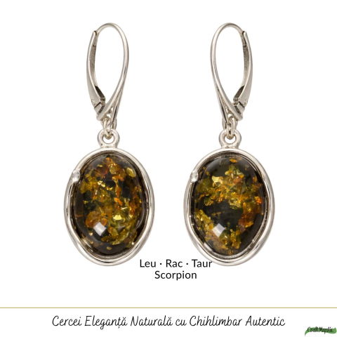 Cercei Argint 925 Ovali cu Chihlimbar Verde – Eleganta Naturala si Energie Pozitiva [4]