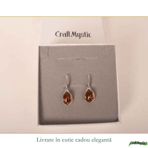 Cercei Argint 925 cu Chihlimbar Lacrima – Eleganta Naturala si Energie Calda [5]