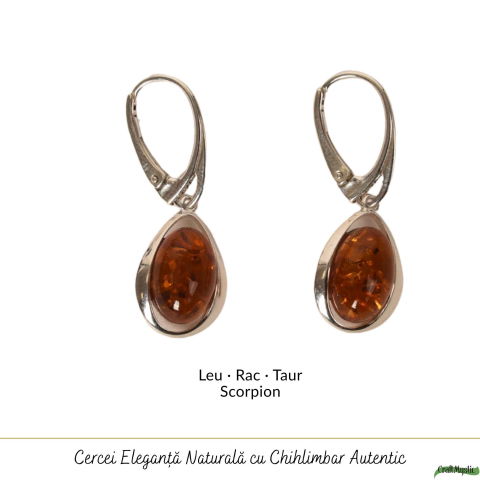 Cercei Argint 925 cu Chihlimbar Lacrima – Eleganta Naturala si Energie Calda [4]