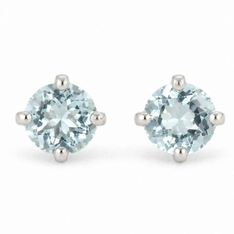 Bijuterii Semiprețioase - Cercei argint 925 rotunzi cu topaz albastru – calm si claritate zilnica