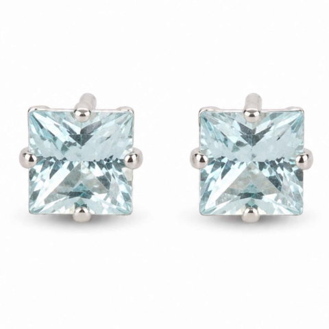 Bijuterii Semiprețioase - Cercei argint 925 patrati cu topaz albastru – calm si claritate zilnica