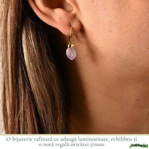 Cercei Argint 925 Placat Aur 18K cu Ametist Brut – Claritate, Calm si Eleganta Naturala [1]