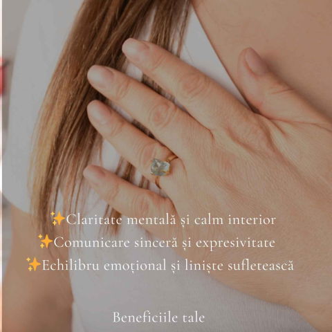 Inel Argint 925 Placat cu Aur 18K cu Acvamarin Brut – Calm Interior si Claritate [2]