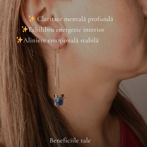 Cercei Argint 925 Placat cu Aur 18K cu Kianit Albastru Brut – Intuitie si Claritate [2]