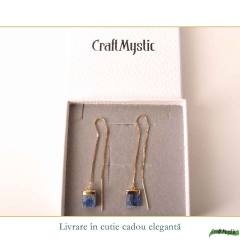 Cercei Argint 925 Placat cu Aur 18K cu Kianit Albastru Brut – Intuitie si Claritate [5]