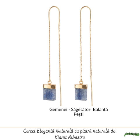 Cercei Argint 925 Placat cu Aur 18K cu Kianit Albastru Brut – Intuitie si Claritate [4]