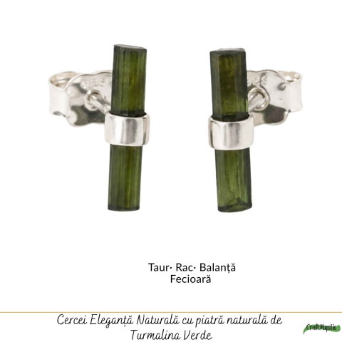 Cercei Argint 925 cu Turmalina Verde Bruta – Prosperitate si Echilibru Emotional [4]