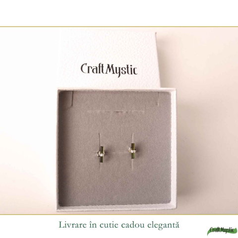 Cercei Argint 925 cu Turmalina Verde Bruta – Prosperitate si Echilibru Emotional [5]