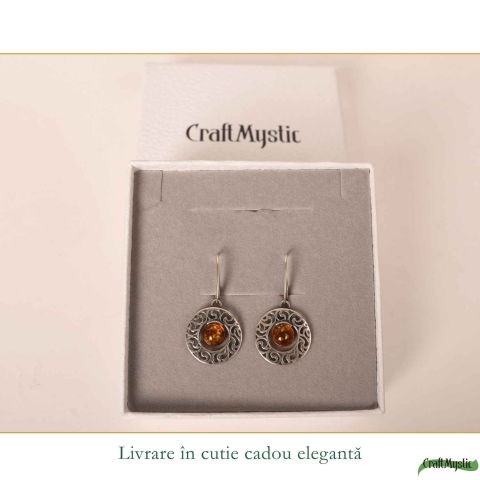 Cercei Argint 925 Rotunzi cu Chihlimbar – Eleganta Naturala si Energie Calda [5]