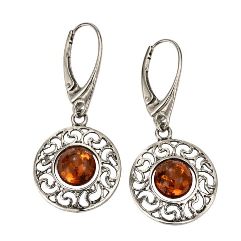 Cercei Argint 925 Rotunzi cu Chihlimbar – Eleganta Naturala si Energie Calda