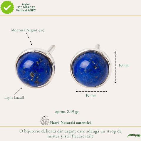 Cercei Argint 925 cu Lapis Lazuli Rotund – Claritate si Eleganta Feminina [3]