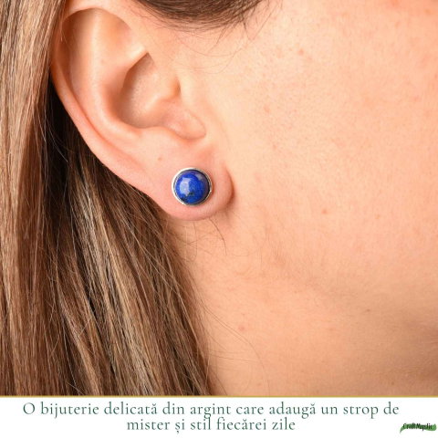 Cercei Argint 925 cu Lapis Lazuli Rotund – Claritate si Eleganta Feminina [1]