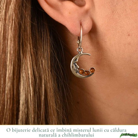 Cercei Argint 925 Semiluna cu Chihlimbar – Eleganta Mistica si Energie Calda [1]