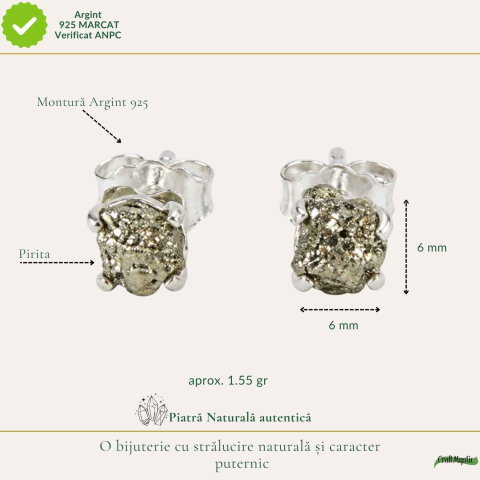Cercei argint 925 cu Pirita bruta – protectie si incredere autentica [3]