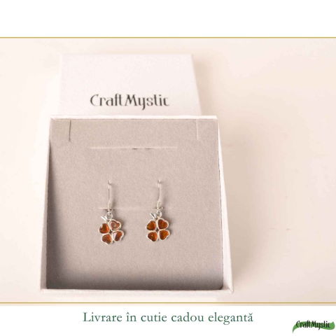 Cercei Argint 925 Trifoi cu Chihlimbar – Noroc, Energie Pozitiva si Eleganta [5]