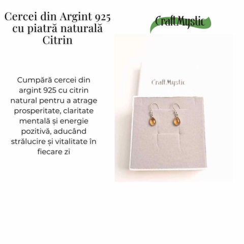 Cercei Argint 925 cu Citrin Natural forma de lacrima- Energie și Prosperitate [2]
