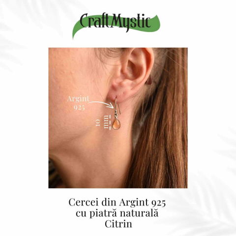 Cercei Argint 925 cu Citrin Natural forma de lacrima- Energie și Prosperitate [4]