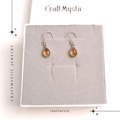 Cercei Argint 925 cu Citrin Natural forma de lacrima- Energie și Prosperitate [5]