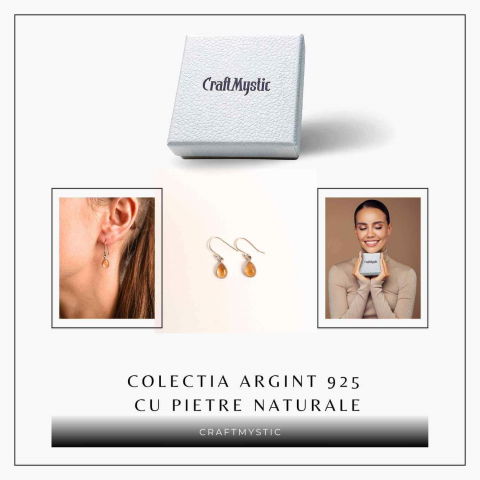 Cercei Argint 925 cu Citrin Natural forma de lacrima- Energie și Prosperitate [6]