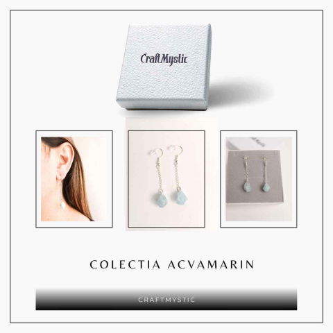 Cercei cu Lant argintiu si Varf de Acvamarin – Calm si Eleganta [6]