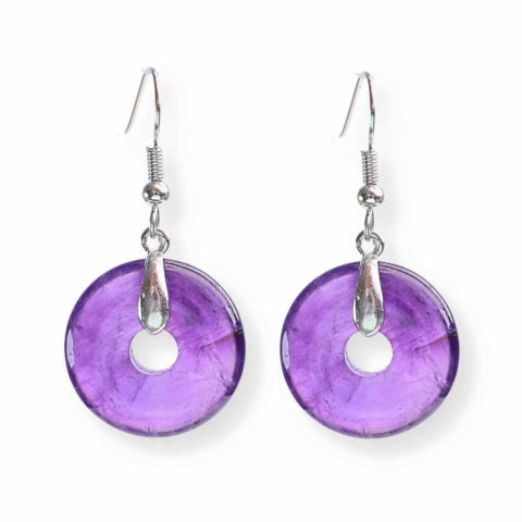 Cercei - Cercei Argintii Ametist Forma Pi - Calm si Claritate Mentala